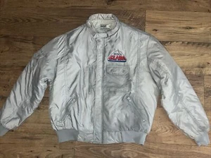 Vintage Swingster Busch Clash Beer Bomber Jacket Silver Zips Snaps XL - Picture 1 of 9