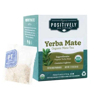 Bolsas de té Organic Positively Tea Company, yerba mate (sin fumar), 20 unidades - Imagen 1 de 9