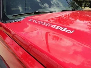 8.1L VORTEC 496ci HOOD DECALS - Fits Hood Lines or Cowl - Fits: Chevrolet Truck - Picture 1 of 3