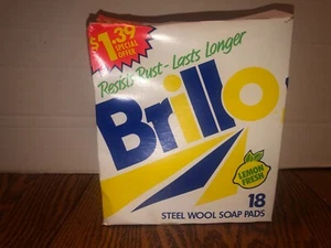 NOS Vintage 18 Pack Brillo Lemon Fresh Brillo Steel Wool Soap Pads - Picture 1 of 5