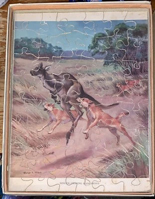 1920's Walter A. Weber Cardboard Animal Puzzles in Trays (3) @50 Pcs. ~ Complete - Image 1 of 4