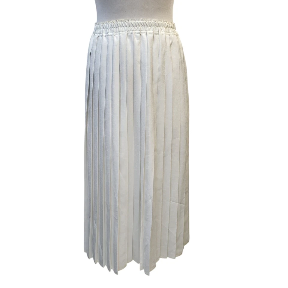 Windsmoor Vintage 80's Skirt Long White Pleated Women's 14 W32 - Image 1 of 4