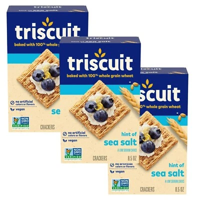 Galletas de trigo integrales Triscuit HINT OF SEA SAL 8,5 OZ (paquete de 3) Foto 1 de 4