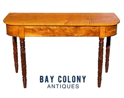 ANTIGUA MESA CONSOLA TIGRE ARCE Y CAOBA FORMA D CON PATAS TALLADAS ACANTO Foto 1 de 4