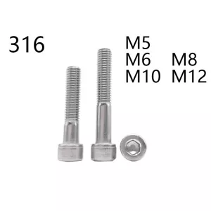 Tornillos de cabeza de perno hexagonal de acero inoxidable 316 DIN912 rosca parcial M5-M12 - Imagen 1 de 5