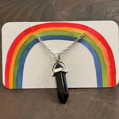 可调项链带丝缠绕玛瑙吊坠 - 礼品 18.5 - 20.5 英寸 — 第 1/4 张图片