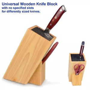 Universal Knife Block, Wooden Knife Block, Natural Hard Wood - Picture 1 of 6