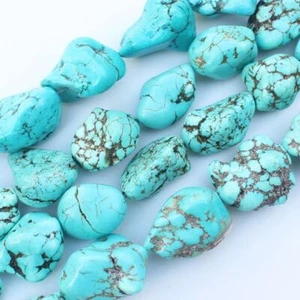 Natural Turquoise Bead 15" 4-12/10-30mm Freeform Spacer Blue Stone Jewelry Beads - Picture 1 of 13