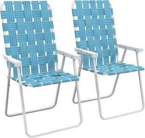 Outsunny Set of 2 Patio Folding Chairs, Classic Outdoor Camping Chairs, Portable - Picture 1 of 11