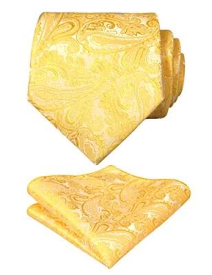  Juego de corbata de cachemira con bolsillo cuadrado para hombre #7-174-amarillo Foto 1 de 4