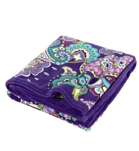 Lila Vera Bradley Decke meliert Plüsch Micro Fleece Überwurf Paisley weich bequem - Bild 1 von 2
