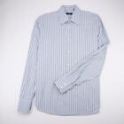 HUGO BOSS Button Front Dress Shirt Long Sleeve Blue Striped Mens 16.5-32/33