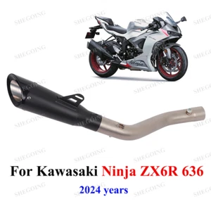 For Kawasaki Ninja ZX6R 636 24-25 Motorcycle Exhaust ZX6R Slip On Black Muffler - Picture 1 of 5
