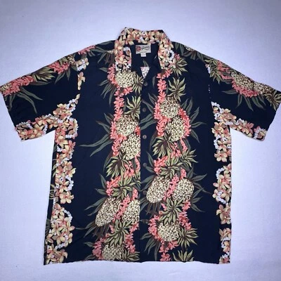 Camisa Hawaiana Hilo Hattie De Colección Años 90 Para Hombres L Rosa Isla Tiki Floral Palma Piña Foto 1 de 4