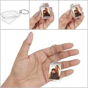 5 PCS 35X25MM CLEAR BLANK ACRYLIC PLASTIC KEYRINGS PASSPORT PHOTO SIZE KEYRINGS! - Picture 1 of 6