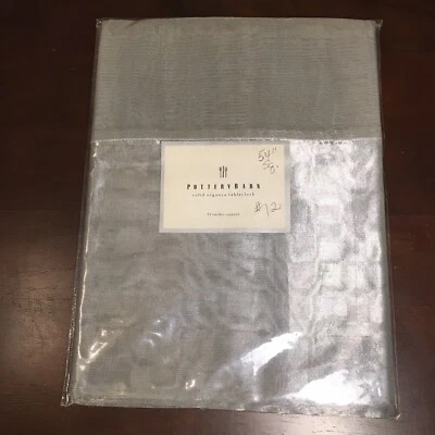 Pottery Barn Organza Tablecloth NOS Silver 54" Square Holidays Party Wedding - Image 1 of 4