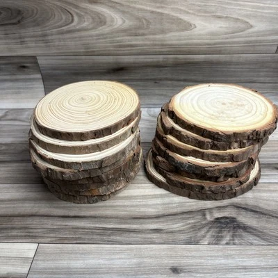 Juego de 15 troncos redondos de corteza de árbol galletas/discos de madera de pino sin terminar Foto 1 de 4