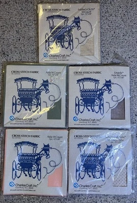 Lot of 5 Charles Craft 100% Cotton CROSS STITCH FABRIC Assorted SIZE COLORS - Image 1 of 4