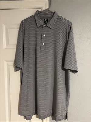 Men's XL FootJoy Golf Shirt gray - black stripe - Image 1 of 3