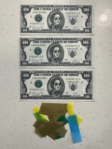 Ghost Band Money 3 Lot Mummy Dust Dollar Bills Papa Emeritus Rare Tour 2025 - Picture 1 of 2