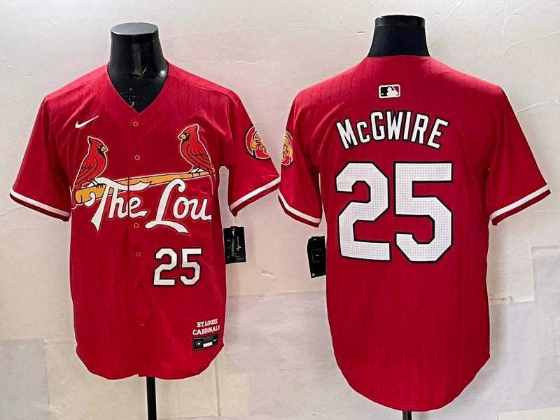 Men's Cardinals #25 Mark McGwire Red City Connect Jersey All Stitched - Image 1 of 1