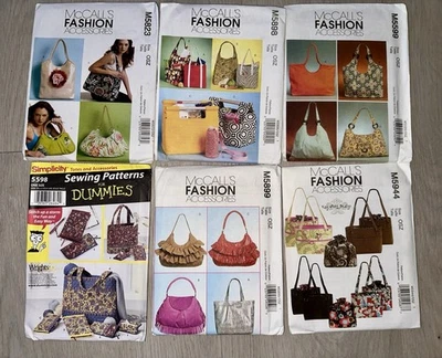 Lot 6 NEW Bag Sewing Pattern UNCUT Purse Tote Hand Messenger Cinch FF McCall's - Image 1 of 4
