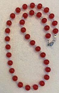 18 Zoll rot und weiß Glasperlen Halskette - Bild 1 von 3