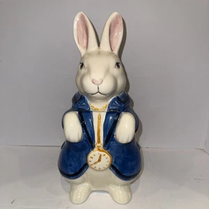 Tarro de galletas de conejo blanco vintage Alicia en el país de las maravillas 13,5" - Imagen 1 de 11