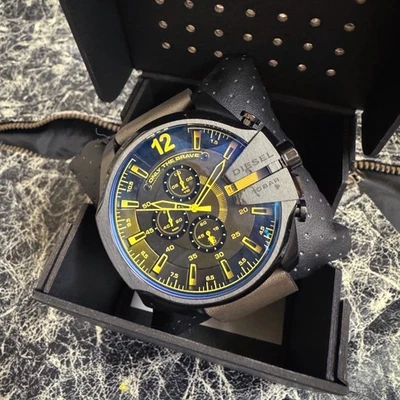 NUEVO Diesel Reloj Hombre Mega Chief Cronógrafo Cuero DZ4401 Foto 1 de 4