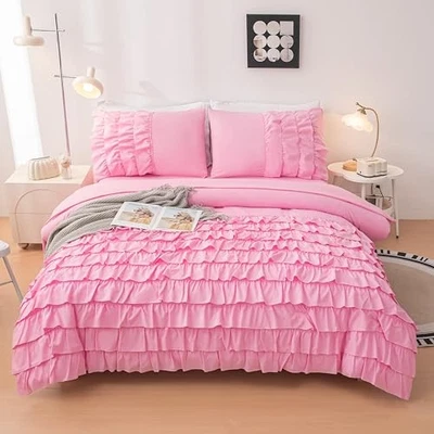 Teen Girls Pink Princess Dress Comforter Set Queen Queen(5-pieces) Pink 01 - Image 1 of 4