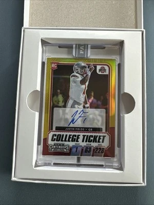 2021 Contenders Draft JUSTIN FIELDS College Ticket RC AUTO White Box 1/1 Jets 🔥 - Image 1 of 4
