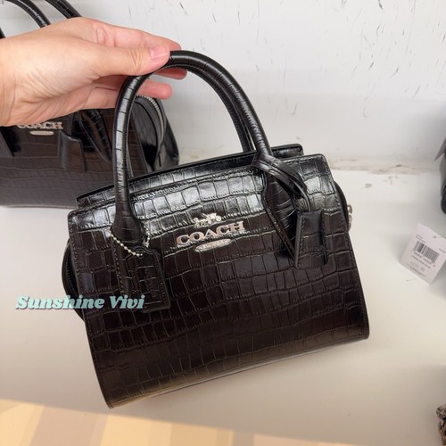 Borsa a tracolla Coach Andrea nuova con etichetta in jacquard firmato CR105 argento nero