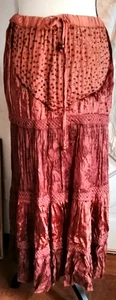 Velvet Embellished Crochet Long Skirt Lined Women Size M Boho - Picture 1 of 6