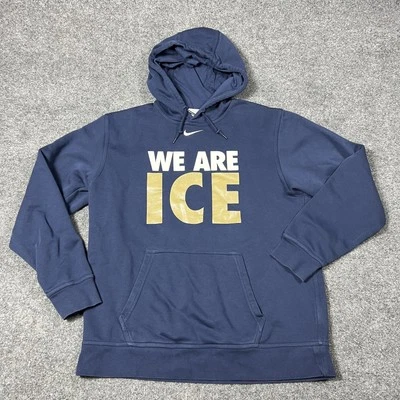 Nike Hoodie Mens Large Navy Blue We Are ICE Pullover Sweatshirt Gold Graphic - Image 1 of 4