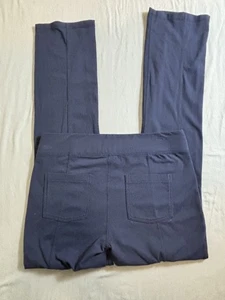 Pantalone Athleta vita alta blu navy tempo libero 4 tasche taglia large alto svasato - Foto 1 di 10