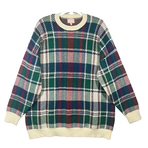 Show Me Your Mumu Plaid Ember Tunic Sweater Size M Oversized Preppy Coastal EUC - Picture 1 of 12