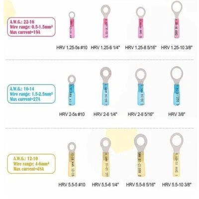 10-22AWG Heat Shrink Electrical Wire Connectors Ring Spade Crimp Terminals - Image 1 of 4