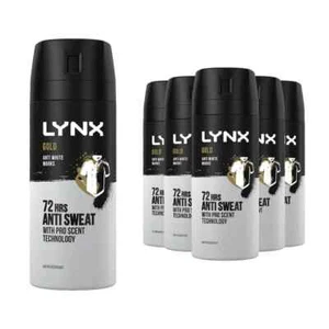 Lynx Anti-perspirant Deodorant Body Spray Gold 72H 150ml - Pack of 6 - Picture 1 of 8