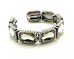 CARA NY Rhinestone Bracelet Clear Chunky Statement Cuff 8" - Picture 1 of 9