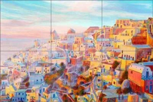 Santorini Griechenland Fliese Backsplash Mayumi Ohno mediterran Kunst Wandbild POV-MO002 - Bild 1 von 6