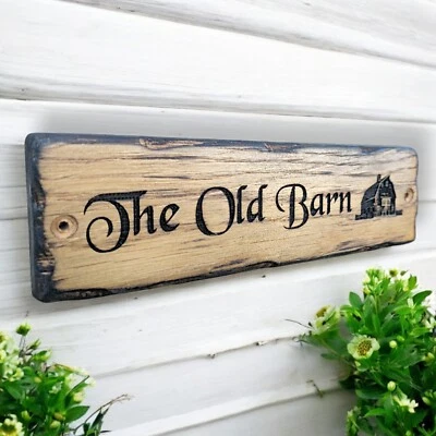 Personalized Sign | Custom Engraved Plaque, Rustic Wooden Nameplate, Farmhouse S - image 1 of 4