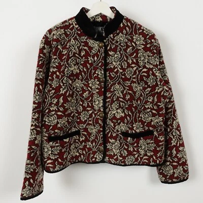 Chaqueta Tsunami Vintage Mujer Grande Roja Negra Floral Sherpa Polar Suéter Foto 1 de 4