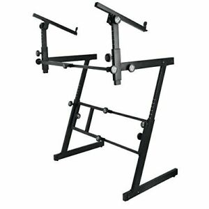 On Stage KS7365EJ Stands Pro Heavy-Duty Folding-Z Keyboard Stand with 2nd Tier