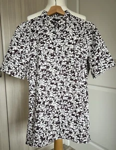 French Connection Purple Floral Shirt Size M Short Sleeve Button Down Collar - Picture 1 of 18