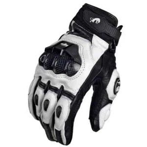 Motorcycle Gloves Black Racing Genuine Leather Motorbike White Road Riding Glove - Picture 1 of 18