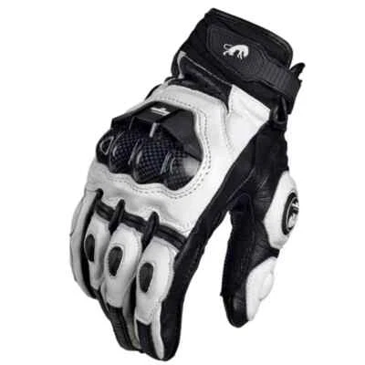 Motorcycle Gloves Black Racing Genuine Leather Motorbike White Road Riding Glove - Bild 1 von 4