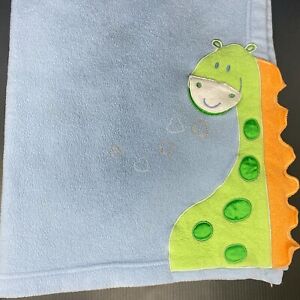 Huggles Blue Baby Blanket Green Dinosaur Mouth Opens 3D Orange Scales Fleece