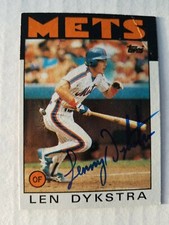 Lenny Len Dykstra 1986 Topps Signed Autograph Baseball Card #53 New York Mets