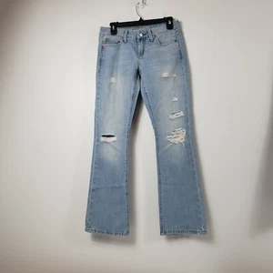 American Eagle Jeans Womens 2 Short True Boot Low Rise Distressed Light Wash - Picture 1 of 11