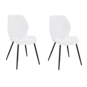 SVITA JAMIE 2er Set Esszimmerstuhl Polsterstuhl ohne Armlehnen Stoff Weiß - Bild 1 von 7